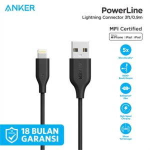 کابل تبدیل USB به لایتنینگ انکر مدل A8111 PowerLine به طول 90 سانتی متر...